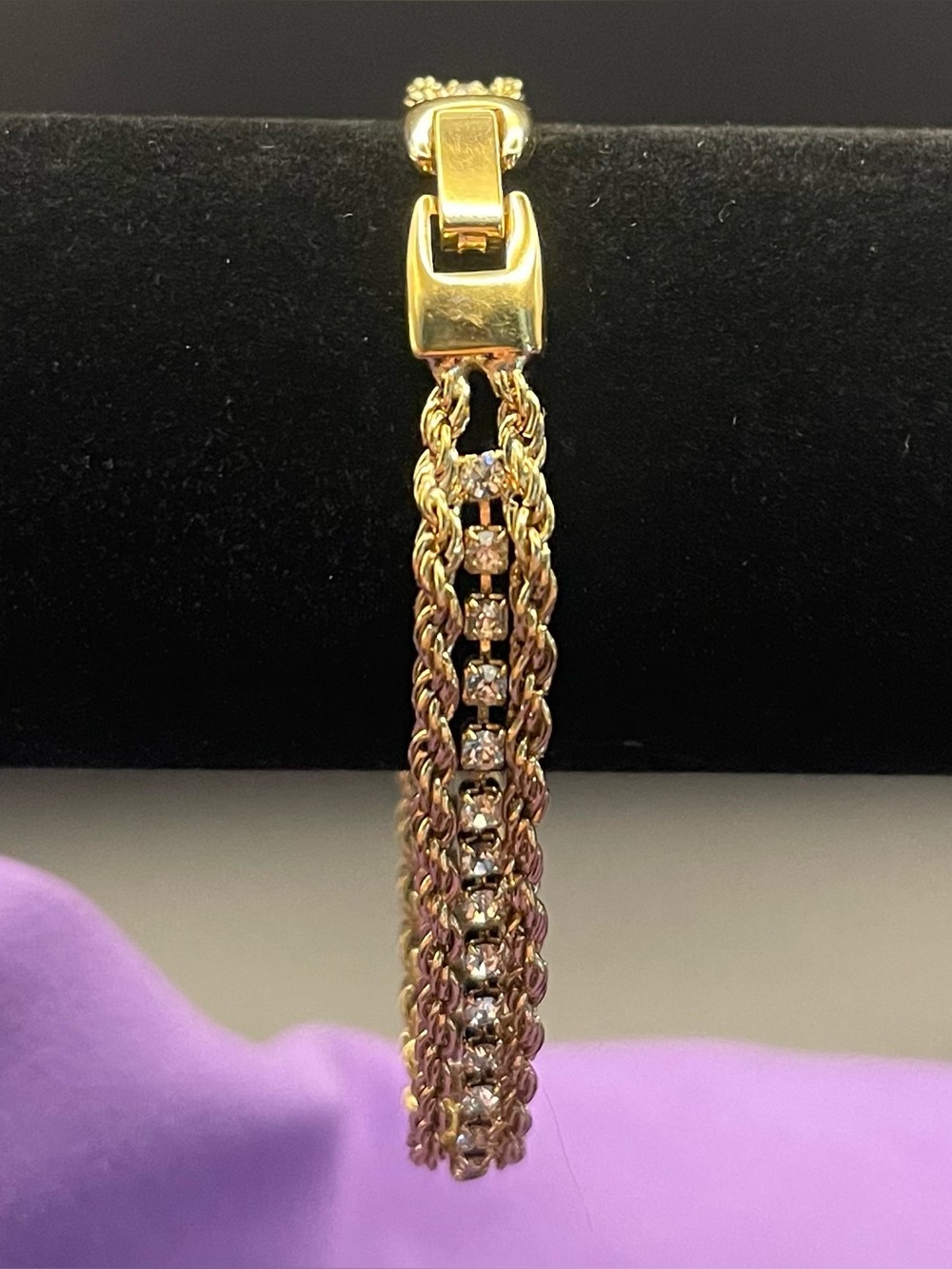 Vintage QVC/HSN double rope chain cubic zirconia tennis bracelet 7 1/2 inches